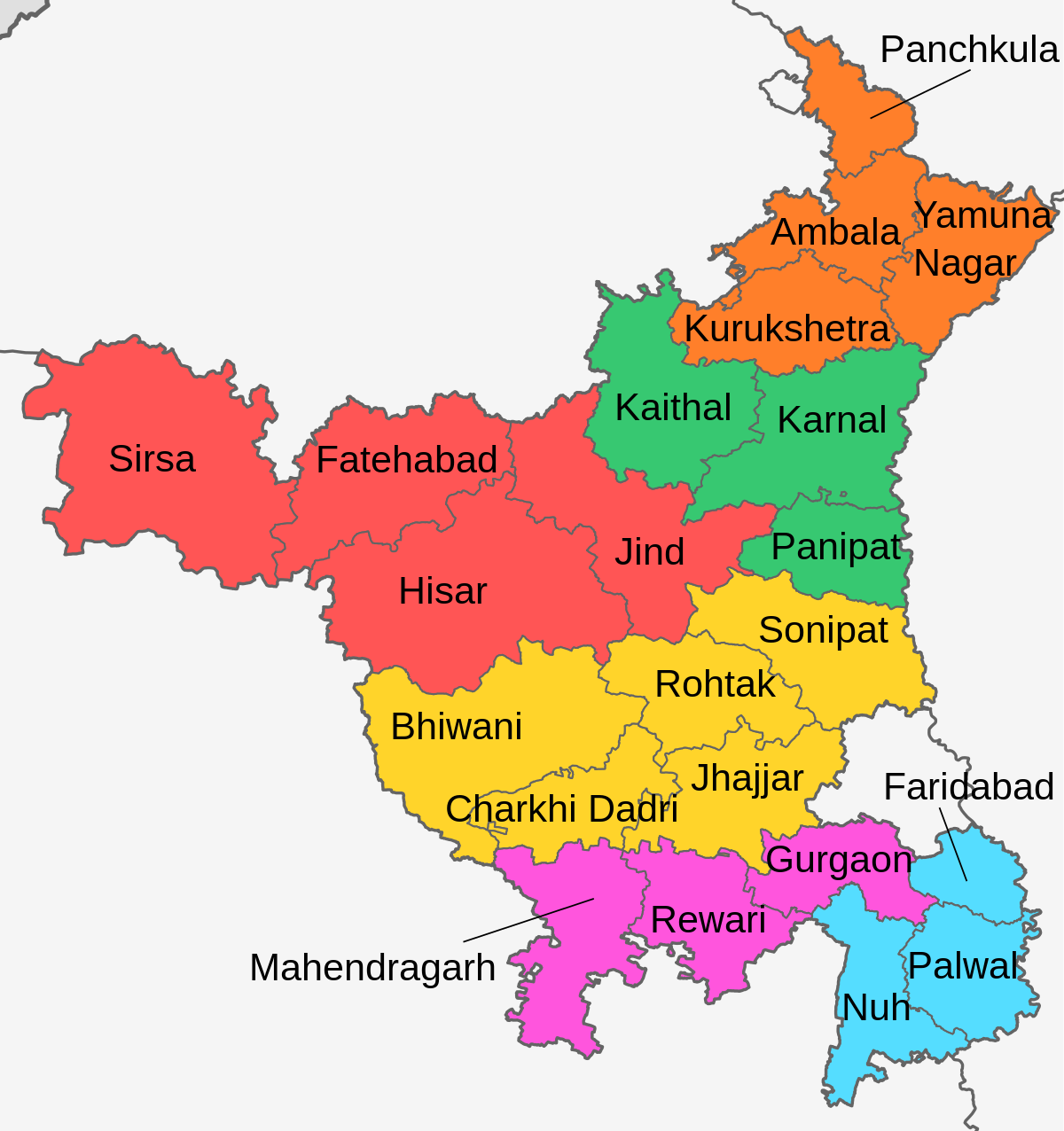 Districts of Haryana map.svg