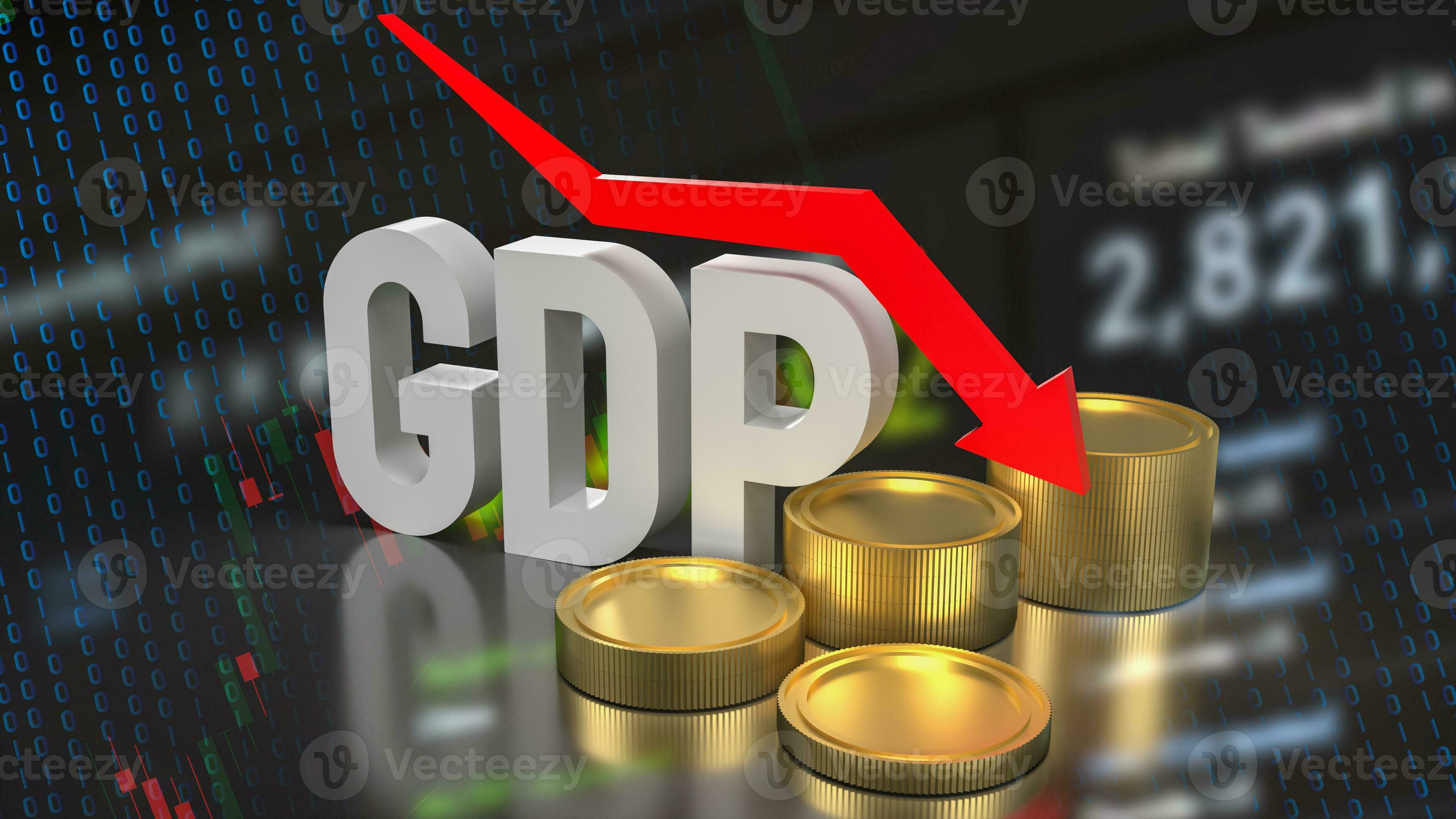 the gdp text and coins for business concept d rendering photo